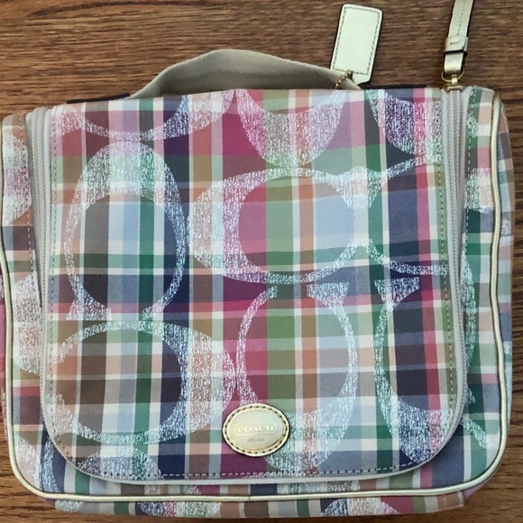 Coach Multicolor Daisy Plaid Cosmetic Travel Bag